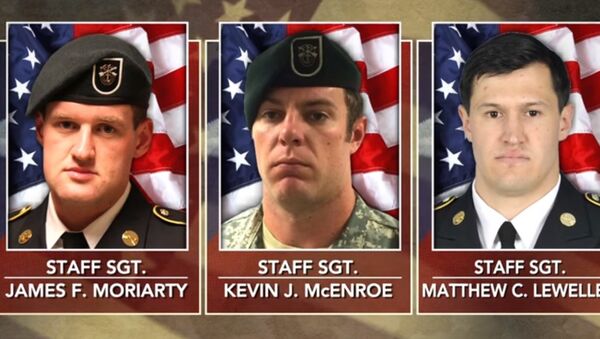 Staff Sgt. Kevin J. McEnroe, Staff Sgt. Matthew C. Lewellen and Staff Sgt. James F. Moriarty. Three US Green Berets killed by a Jordanian soldiers. - Sputnik International