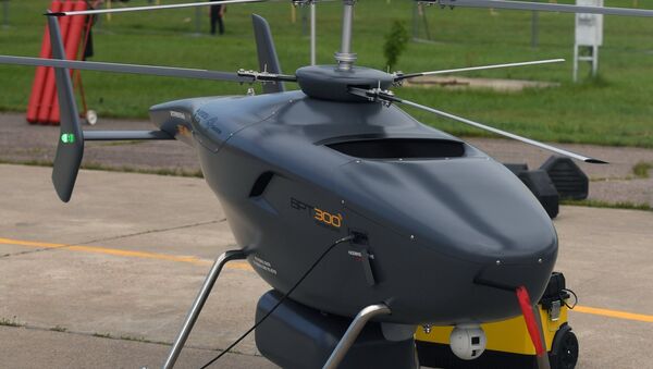 The VRT-300, the first Russian-made unmanned helicopter, on display at the International Aviation and Space Salon MAKS-2017 in Zhukovsky near Moscow. - Sputnik International
