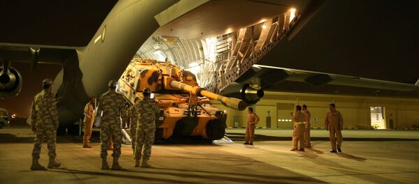 A tank arrives with a contingent of Turkish troops at their military base in Doha, Qatar, July 18, 2017. Picture taken July 18, 2017. A tank arrives with a contingent of Turkish troops at their military base in Doha, Qatar, July 18, 2017. Picture taken July 18, 2017. - Sputnik International