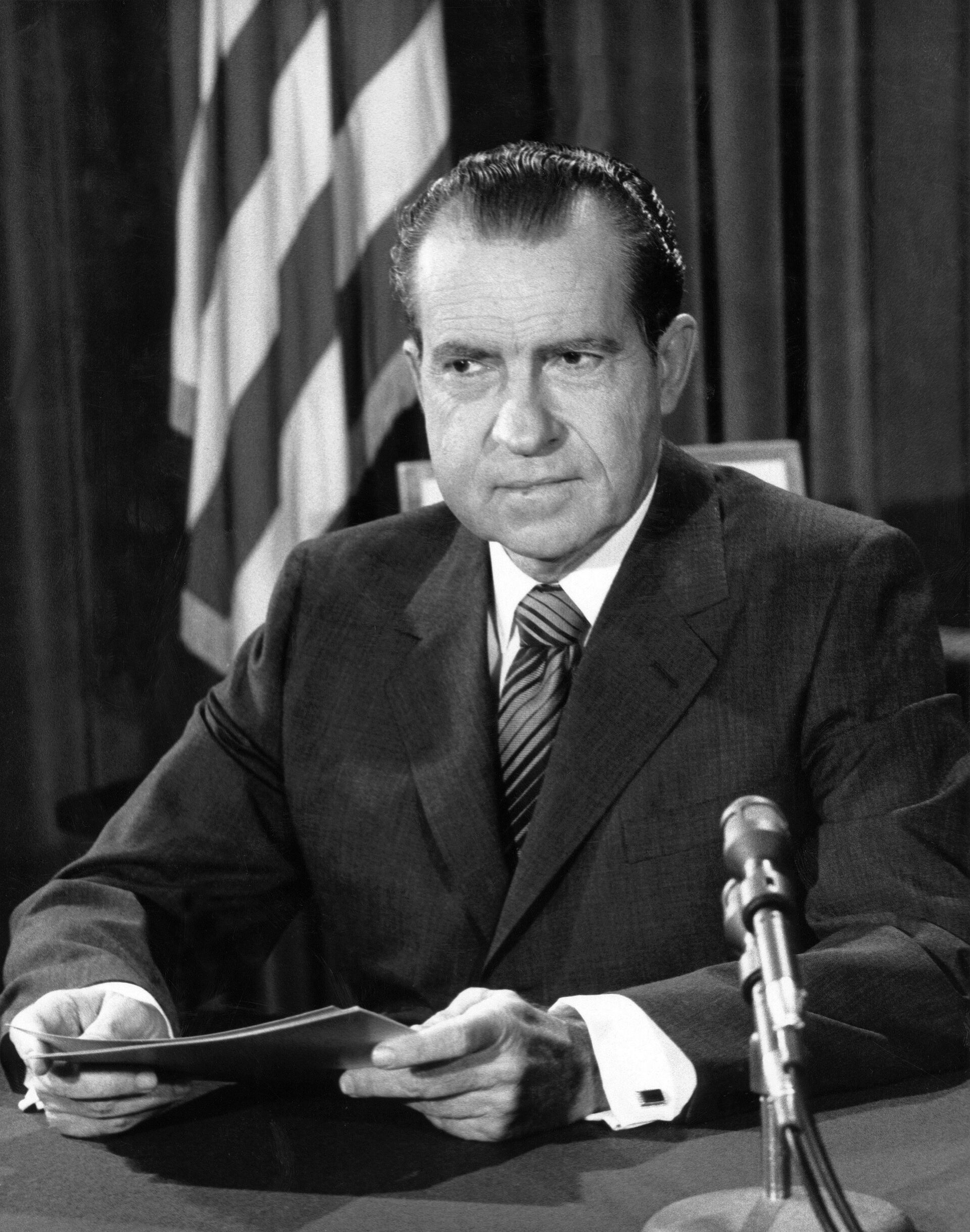 Republican president Richard Nixon about to make a TV address on 23 March 1973. - Sputnik International, 1920, 29.09.2023
