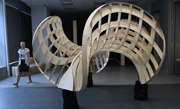 Part of a plywood structure for building a complex stone arch Part of a plywood structure for building a complex stone arch - Sputnik International