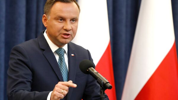 Poland's President Andrzej Duda speaks during his media announcement about Supreme Court legislation at Presidential Palace in Warsaw, Poland, July 24, 2017. - Sputnik International