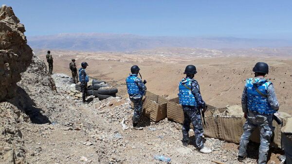 Fighters from the Syrian army units and Hezbollah are seen on the western mountains of Qalamoun, near Damascus, in this handout picture provided by SANA on July 23, 2017, Syria - Sputnik International