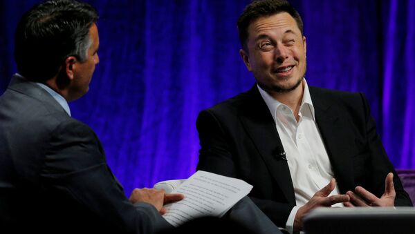 Tesla Motors CEO Elon Musk (R) answers questions from Nevada Governor Brian Sandoval during the National Governors Association Summer Meeting in Providence, Rhode Island, U.S., July 15, 2017. - Sputnik International