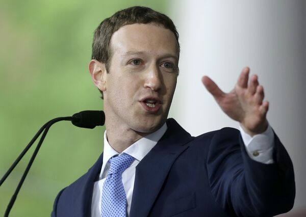 In this May 25, 2017, file photo, Facebook CEO and Harvard dropout Mark Zuckerberg delivers the commencement address at Harvard University commencement exercises in Cambridge, Mass. In this May 25, 2017, file photo, Facebook CEO and Harvard dropout Mark Zuckerberg delivers the commencement address at Harvard University commencement exercises in Cambridge, Mass. - Sputnik International