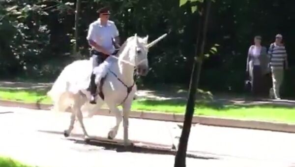 The policeman is riding a unicorn in Russia - Sputnik International