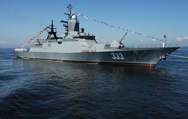 The Sovershenny corvette during a general rehearsal of a parade of ships and a military sport event devoted to the Navy Day in Vladivostok. File photo The Sovershenny corvette during a general rehearsal of a parade of ships and a military sport event devoted to the Navy Day in Vladivostok. File photo - Sputnik International