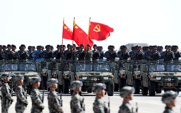 Soldiers of China's People's Liberation Army (PLA) march during a military parade to commemorate the 90th anniversary of the foundation of the army at the Zhurihe military training base in Inner Mongolia Autonomous Region, China July 30, 2017 - Sputnik International