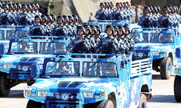 Soldiers of China's People's Liberation Army (PLA) take part in a military parade to commemorate the 90th anniversary of the foundation of the army at the Zhurihe military training base in Inner Mongolia Autonomous Region, China, July 30, 2017 - Sputnik International