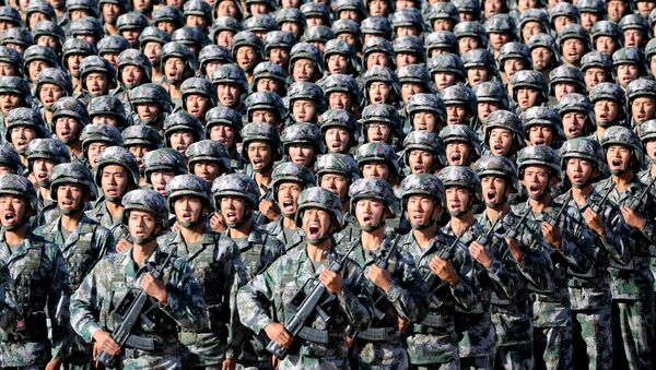 Soldiers of China's People's Liberation Army (PLA) get ready for a military parade to commemorate the 90th anniversary of the foundation of the army at Zhurihe military training base in Inner Mongolia Autonomous Region, China, 30 July 2017 - Sputnik International