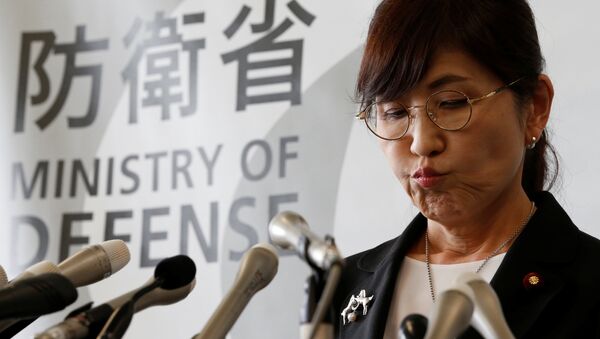 Japan's Defence Minister Tomomi Inada announces her resignation during a news conference at the Defence Ministry in Tokyo, Japan July 28, 2017 - Sputnik International