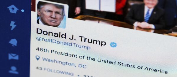 President Donald Trump's tweeter feed is photographed on a computer screen in Washington, Monday. April 3, 2017 President Donald Trump's tweeter feed is photographed on a computer screen in Washington, Monday. April 3, 2017 - Sputnik International