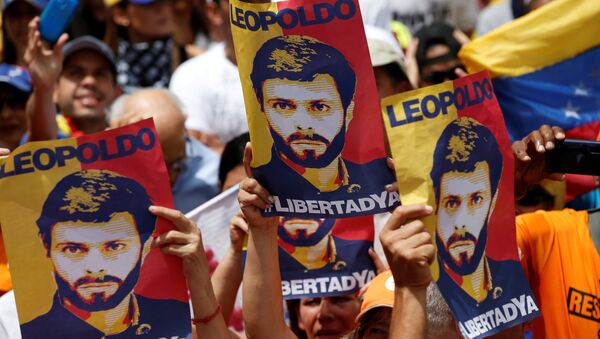 Placards depicting Venezuela's opposition leader Leopoldo Lopez are seen during a rally against Venezuelan President Maduro's government in Caracas, Venezuela July 9, 2017 - Sputnik International