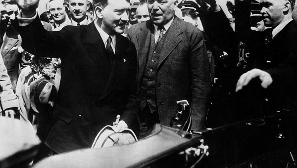 Adolf Hitler, left, Nazi chancellor of Germany, and Konstantin von Neurath, German Minister of Foreign Affairs, (right center) as they returned to Munich, Germany, from their meeting with Premier Benito Mussolini of Italy, June 25, 1934. - Sputnik International