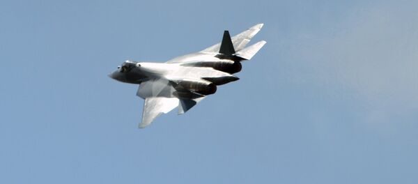 A T-50 fighter aircraft during a demonstration flight at the International Aviation and Space Salon MAKS 2017 in Zhukovsky, Moscow Region - Sputnik International