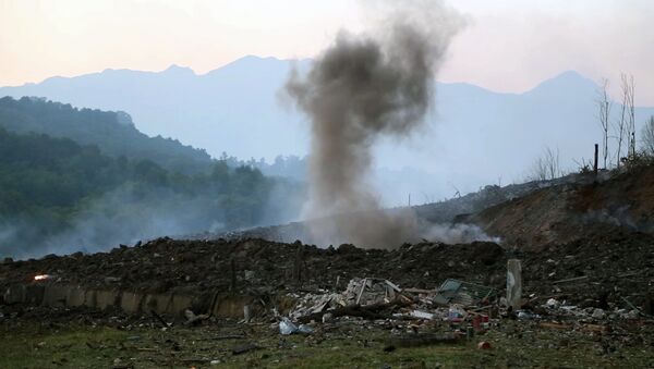 The site of explosion of the munitions depot of Abkhazia's Defense Ministry in Primorskoye village in Gudautsky District - Sputnik International