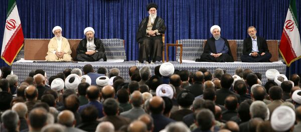 Iran's Supreme Leader Ayatollah Ali Khamenei and Iran's President Hassan Rouhani attend an endorsement ceremony for Rouhani as a president, in Tehran, Iran Iran's Supreme Leader Ayatollah Ali Khamenei and Iran's President Hassan Rouhani attend an endorsement ceremony for Rouhani as a president, in Tehran, Iran - Sputnik International