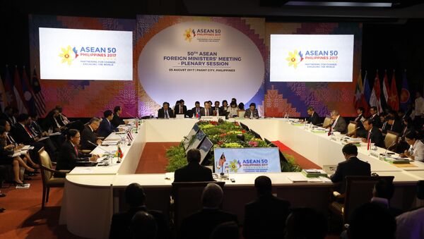 ASEAN foreign ministers take part in a meeting of the 50th Association of Southeast Asian Nations (ASEAN) Foreign Ministers Meeting (AMM) at the Philippine International Convention Center in Manila - Sputnik International