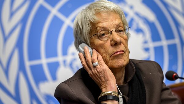 This file photo taken on March 17, 2015 shows Member of the United Nations (UN) Commission of Inquiry on Syria, Carla del Ponte attending a press conference in Geneva - Sputnik International