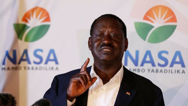 Kenyan opposition leader Raila Odinga, the presidential candidate of the National Super Alliance (NASA) coalition, address a news conference on the concluded presidential election in Nairobi, Kenya, August 9, 2017 - Sputnik International