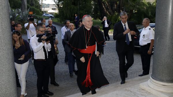 Vatican secretary of State Cardinal Pietro Parolin arrives at an event where the Bambino Gesu hospital's annual report will be released at the Vatican, Tuesday, July 4, 2017 - Sputnik International