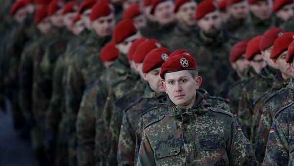 German Bundeswehr soldiers of the 122th Infantry Battalion take part in a farewell ceremony in Oberviechtach, Germany, Thursday, Jan. 19, 2017. - Sputnik International