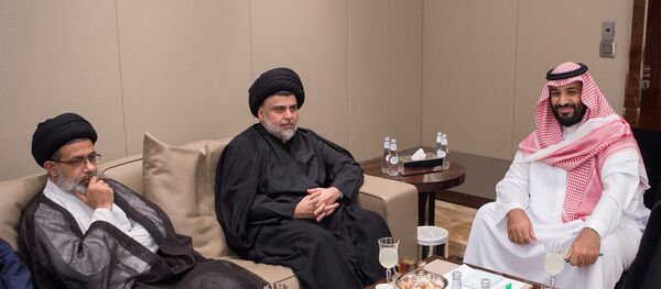 Saudi Crown Prince Mohammed bin Salman meets with Iraqi Shi'ite leader Muqtada al-Sadr in Jeddah, Saudi Arabia July 30, 2017 Saudi Crown Prince Mohammed bin Salman meets with Iraqi Shi'ite leader Muqtada al-Sadr in Jeddah, Saudi Arabia July 30, 2017 - Sputnik International