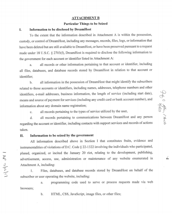 DreamHost's Search Warrant Issued By Department of Justice Page 3 - Sputnik International