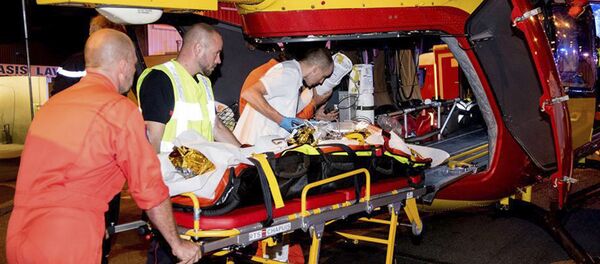 This photo provided Tuesday Aug. 15 2017 shows rescue workers evacuating a victim in a helicopter after a man deliberately rammed his car into a pizzeria in Sept-Sorts, east of Paris, Monday Aug. 14, 2017. This photo provided Tuesday Aug. 15 2017 shows rescue workers evacuating a victim in a helicopter after a man deliberately rammed his car into a pizzeria in Sept-Sorts, east of Paris, Monday Aug. 14, 2017. - Sputnik International
