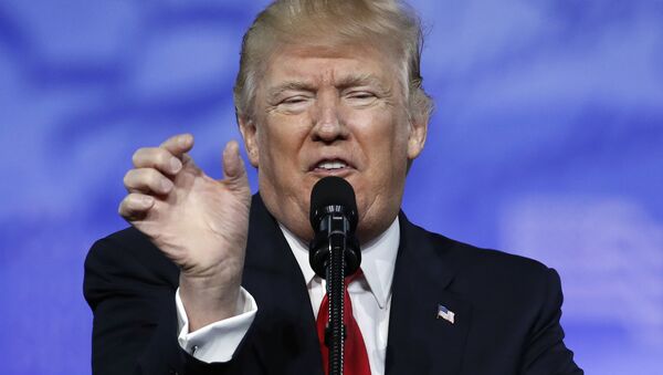 President Donald Trump gestures as he speaks at the Conservative Political Action Conference (CPAC), Friday, Feb. 24, 2017, in Oxon Hill, Md. - Sputnik International