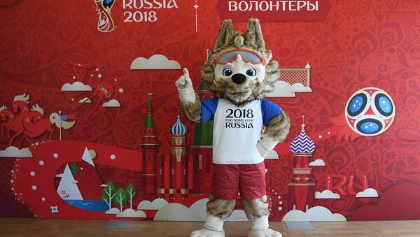 The official mascot of the 2018 FIFA World Cup Russia at the presentation of a program to train volunteers for the 2017 Confederations Cup Russia and the 2018 FIFA World Cup Russia, at Moscow's Russian State University of Social Sciences. - Sputnik International