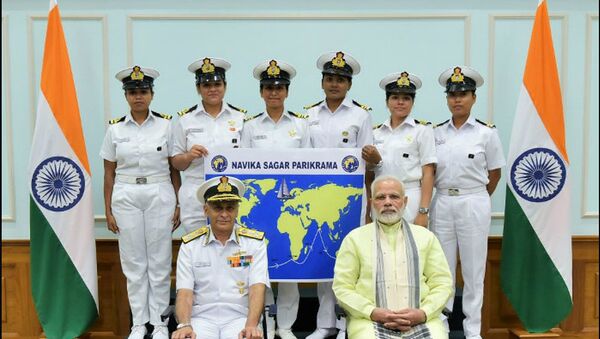 Six lady officers of the Indian Navy will set off from Goa later this month to circumnavigate the globe on the sailing vessel Tarini - Sputnik International