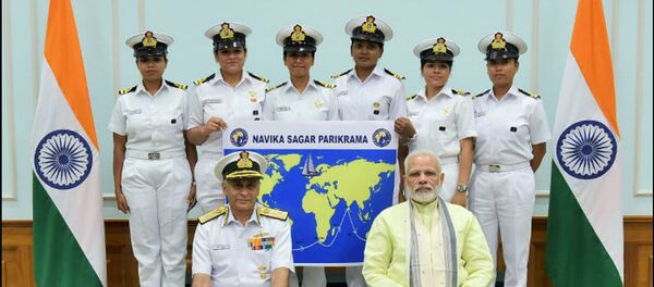 Six lady officers of the Indian Navy will set off from Goa later this month to circumnavigate the globe on the sailing vessel Tarini - Sputnik International