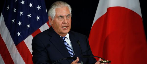 U.S. Secretary of State Rex Tillerson, with his Japanese counterparts, addresses a news conference after their U.S.-Japan Security talks at the State Department in Washington, U.S., August 17, 2017 U.S. Secretary of State Rex Tillerson, with his Japanese counterparts, addresses a news conference after their U.S.-Japan Security talks at the State Department in Washington, U.S., August 17, 2017 - Sputnik International