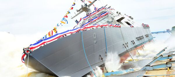 The U.S.Navy littoral combat ship USS Little Rock (LCS-9) is launched into the Menominee River in Marinette, Wisconsin (USA), on 18 July 2015 The U.S.Navy littoral combat ship USS Little Rock (LCS-9) is launched into the Menominee River in Marinette, Wisconsin (USA), on 18 July 2015 - Sputnik International