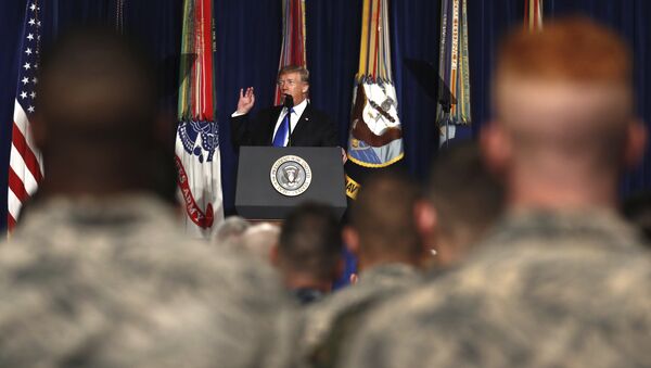 President Donald Trump speaks at Fort Myer in Arlington Va., Monday, Aug. 21, 2017, during a Presidential Address to the Nation about a strategy he believes will best position the U.S. to eventually declare victory in Afghanistan. - Sputnik International