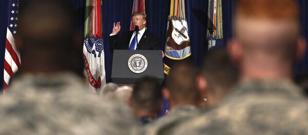 President Donald Trump speaks at Fort Myer in Arlington Va., Monday, Aug. 21, 2017, during a Presidential Address to the Nation about a strategy he believes will best position the U.S. to eventually declare victory in Afghanistan. President Donald Trump speaks at Fort Myer in Arlington Va., Monday, Aug. 21, 2017, during a Presidential Address to the Nation about a strategy he believes will best position the U.S. to eventually declare victory in Afghanistan. - Sputnik International