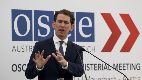 Austrian Foreign Minister Sebastian Kurz speaks during a news conference after an informal ministerial meeting of the Organization for Security and Cooperation in Europe, OSCE, in Mauerbach nar Vienna, Austria, Tuesday, July 11, 2017 - Sputnik International