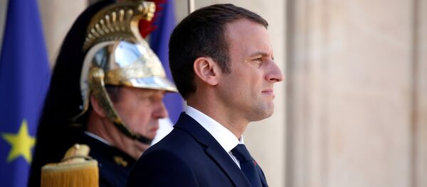 French President Emmanuel Macron stands on the steps of the Elysee Palace in Paris, France, June 16, 2017 - Sputnik International