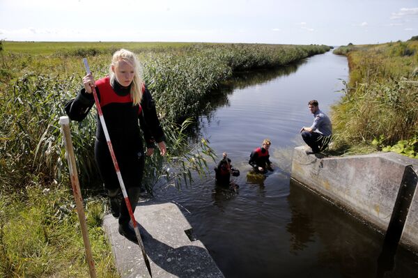 Police and other authorities search a waterway for body remains related to the ongoing Kim Wall murder investigation at the west coast of Amager close to Copenhagen, Denmark, Wednesday, Aug. 23, 2017. The investigation continues after the headless torso identified as that of missing Swedish journalist Kim Wall, was found on a beach off Copenhagen. Police and other authorities search a waterway for body remains related to the ongoing Kim Wall murder investigation at the west coast of Amager close to Copenhagen, Denmark, Wednesday, Aug. 23, 2017. The investigation continues after the headless torso identified as that of missing Swedish journalist Kim Wall, was found on a beach off Copenhagen. - Sputnik International