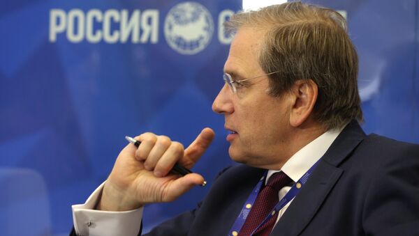 Dmitry Pankin, board chairman of the Eurasian Development Bank, in the pavilion of Rossiya Segodnya news agency at the 20th St. Petersburg International Economic Forum - Sputnik International