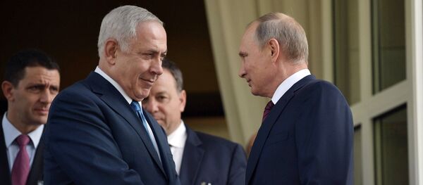 August 23, 2017. Russian President Vladimir Putin and Prime Minister of Israel Benjamin Netanyahu, foreground, left, during a meeting August 23, 2017. Russian President Vladimir Putin and Prime Minister of Israel Benjamin Netanyahu, foreground, left, during a meeting - Sputnik International