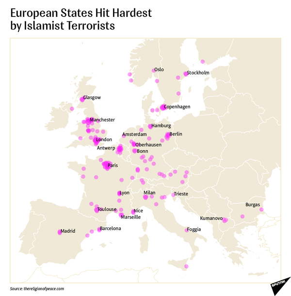 European States Hit Hardest by Islamist Terrorists - Sputnik International