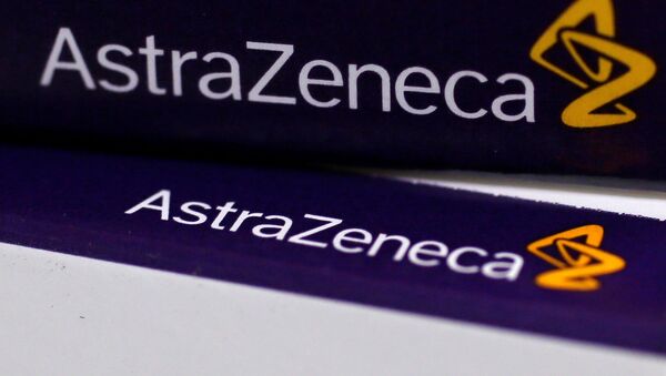 FILE PHOTO:The logo of AstraZeneca is seen on medication packages in a pharmacy in London. - Sputnik International
