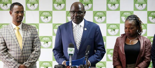 Kenyan Independent Electoral and Boundaries Commission (IEBC) chairman Wafula Chebukati (C) speaks during a press conference in Nairobi, Kenya, September 1, 2017 Kenyan Independent Electoral and Boundaries Commission (IEBC) chairman Wafula Chebukati (C) speaks during a press conference in Nairobi, Kenya, September 1, 2017 - Sputnik International