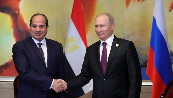 September 4, 2017. Russian President Vladimir Putin during a meeting with Egyptian President Abdel Fattah el-Sisi, left, on the sidelines of the BRICS summit - Sputnik International