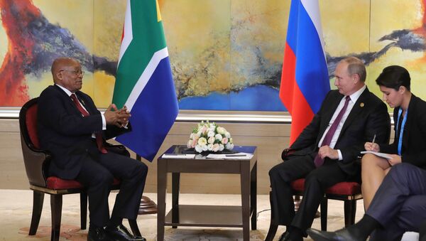 September 4, 2017. Russian President Vladimir Putin and South African President Jacob Zuma, left, during a meeting on the sidelines of the BRICS summit - Sputnik International