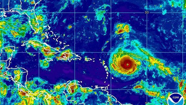 This Monday, Sept. 4, 2017, satellite image provided by the National Oceanic and Atmospheric Administration shows Hurricane Irma nearing the eastern Caribbean - Sputnik International