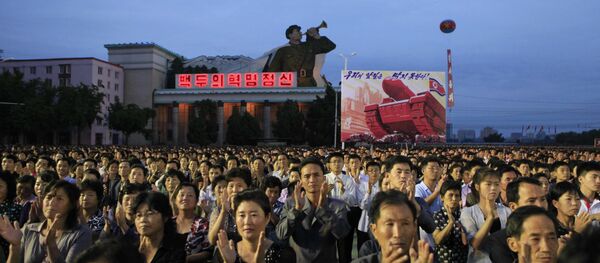 In this Wednesday, Sept. 6, 2017 photo, civilians and military personnel participate in a mass rally in Kim Il Sung Square in Pyongyang, North Korea, to mark their country’s sixth underground nuclear test In this Wednesday, Sept. 6, 2017 photo, civilians and military personnel participate in a mass rally in Kim Il Sung Square in Pyongyang, North Korea, to mark their country’s sixth underground nuclear test - Sputnik International
