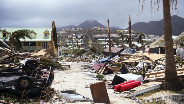 A photo taken on September 7, 2017 shows damage in Orient Bay on the French Carribean island of Saint-Martin, after the passage of Hurricane Irma - Sputnik International
